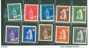 Croatia #B42-B51  Single (Complete Set)