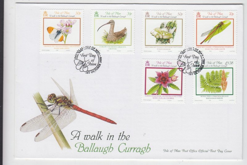 Isle of Man -  2008,  Nature set of 6,   on FDC