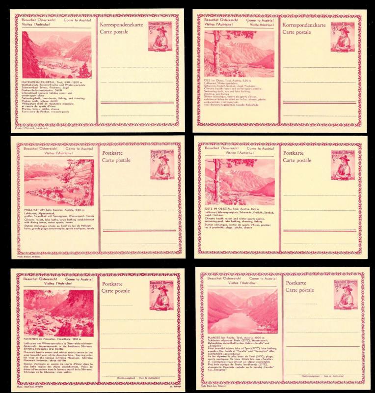 AUSTRIA (120) Scenery View Red 1.45 Shilling Postal Cards c1950s ALL MINT UNUSED