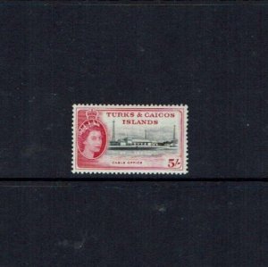 Turks & Caicos Islands: 1957  QE II Definitive 5/- Cable Office, MLH