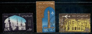 Egypt SC# C101, 102, 104 Plane over Abu-Simbel and Ancient Ruins Used SCV $4.10