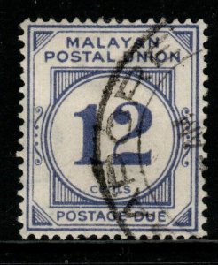 MALAYAN POSTAL UNION SGD5 1936 12c PALE ULTRAMARINE USED