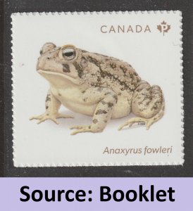 Canada 3422 Endangered Frogs Anaxyrus Fowleri P single (from booklet) MNH 2024