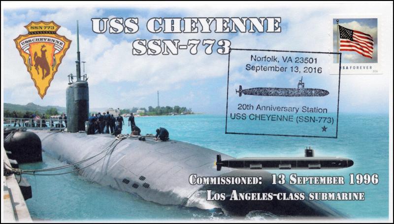 2016,  USS Cheyenne, SSN-773, 20th Anniv, Submarine, Pictorial, 16-300