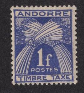 Andorra French  #J33   1946  MH  postage due  timbre tax  1fr
