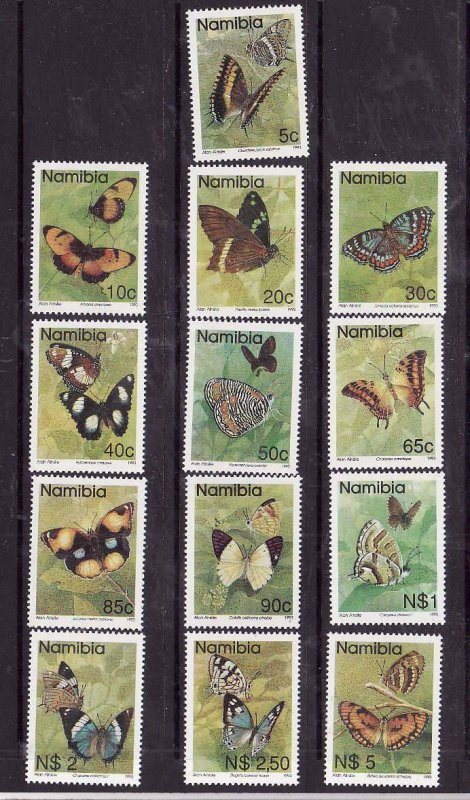 Namibia-Sc#742-54 ex 745A- id5-unused NH set-Insects-Butterflies-1993-