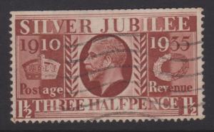 Great Britain 1935 Jubilee 1 1/2d Red Brown Sc#228 Used Inverted Watermark