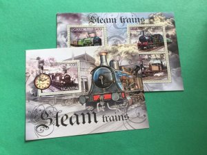 Uganda Steam Trains 2 mint never hinged stamp sheet A17118