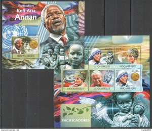 2012 Mozambique Peacemakers Annan Pope John Paul Diana Kb+Bl ** Bc1146