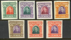 HONDURAS 1891 5Pesos President Bogran Imperf. Color Trials 7 Different Sc 63CT