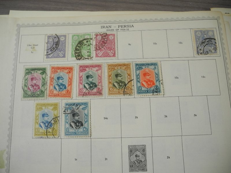 PERSIA, old time assortment of Stamps hinged on remainder/overlapping pages