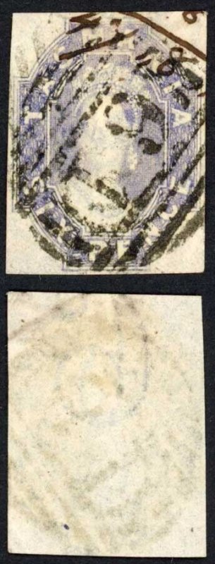 Tasmania SG44/8 6d Imperf wmk 6 Four margins (crease)