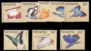 Tanzania #446-453 Cat$16.65, 1988 Butterflies, complete set, never hinged