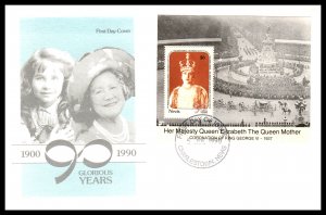 Nevis 619 Queen Mother Souvenir Sheet U/A FDC