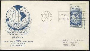 United States First Day Covers #735a, 1934 3c Byrd single from souvenir sheet...