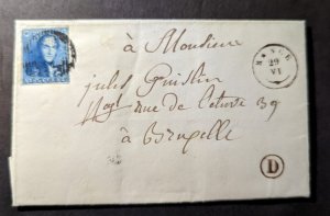 1850 Belgium Folded Letter Cover Kange to Brussels # 2