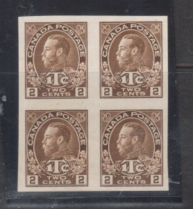Canada #MR4b Extra Fine Mint Imperf Block Ungummed As Issued