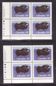 Canada-Unitrade#1174,1174i- id8-two unused NH 59c LL blocks-top Harrison, bottom