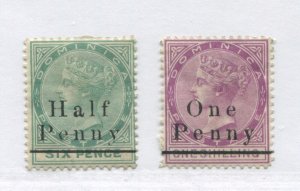 Dominica QV 1886 1/2d on 6d and 1d on 1/ mint o.g. hinged