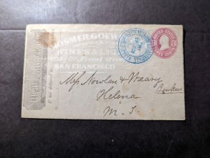 1869 USA Wells Fargo Bank Cover San Francisco CA to Helena MT