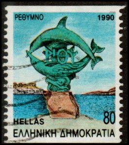 Greece 1695A - Used - 80d Rethymnon (Bklt single) (1990) (cv $0.50)