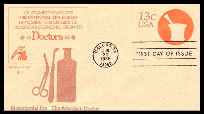 #U574 American Doctor  - Stamped Envelope - Fleetwood Cachet 18EV