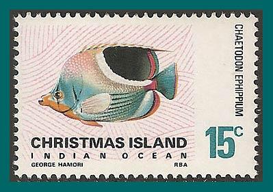 Christmas Island 1970 Saddle Butterflyfish, MNH 29,SG28a