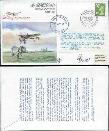 FF29b 1st Aeroplane Flight from London - Paris Signed by Beaver Captain