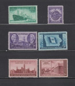 US, 939-944, 1946 COMPLETE YEAR, WW2, MNH VF, 1940'S COLLECTION MINT NH, OG