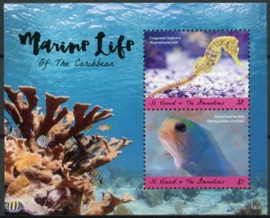 St Vincent & Grenadines Fish Stamps 2018 MNH Marine Life of Caribbean 2v S/S