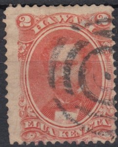 Hawaii 1864 Sc31 2c Vermilion Good Used Example Nice Cancel