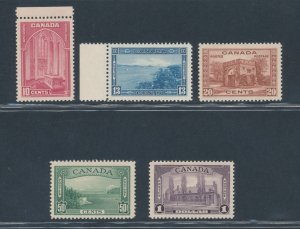 1937-38 Canada, Stanley Gibbons n. 363/67, MNH**