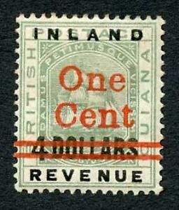 British Guiana SG210b 1c on 4 dollars Large 4 M/M (hinge remainder) Cat 15 poun