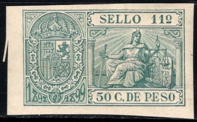 1898-1899 Spanish West Indies Revenue Sello 11 50 C. de Peso Document Stamp