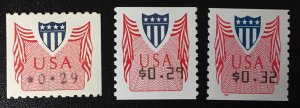 United States #CV31, CV32, CV33  Shield.  Computer vended coil stamps.  MNH