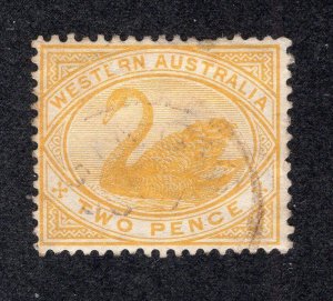 Western Australia 1899 2p yellow Swan, Scott 74, value = $3.50