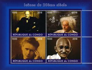 CHURCHILL EINSTEIN GANDHI 20th.Century Icons Sheet Perforated Mint (NH