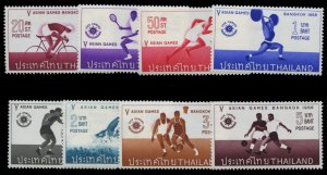 Thailand #442-449, 1966 5th Asian Games, complete set, lightly hinged
