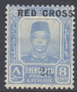 Malaya Trengganu Scott B3 - SG22, 1917 Red Cross 8c +2c MH*