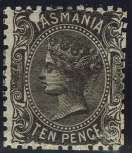 TASMANIA 1870 QV 10D PERF 12 VARIETY PRINTING FLAW AT TOP