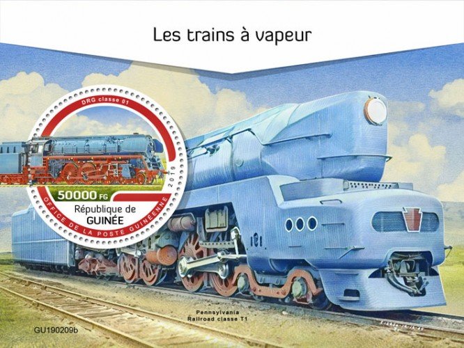 GUINEA - 2019 - Steam Trains - Perf Souv Sheet - M N H