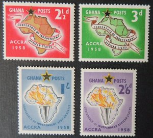 Ghana 1958 conference of independent african states maps torch MNH