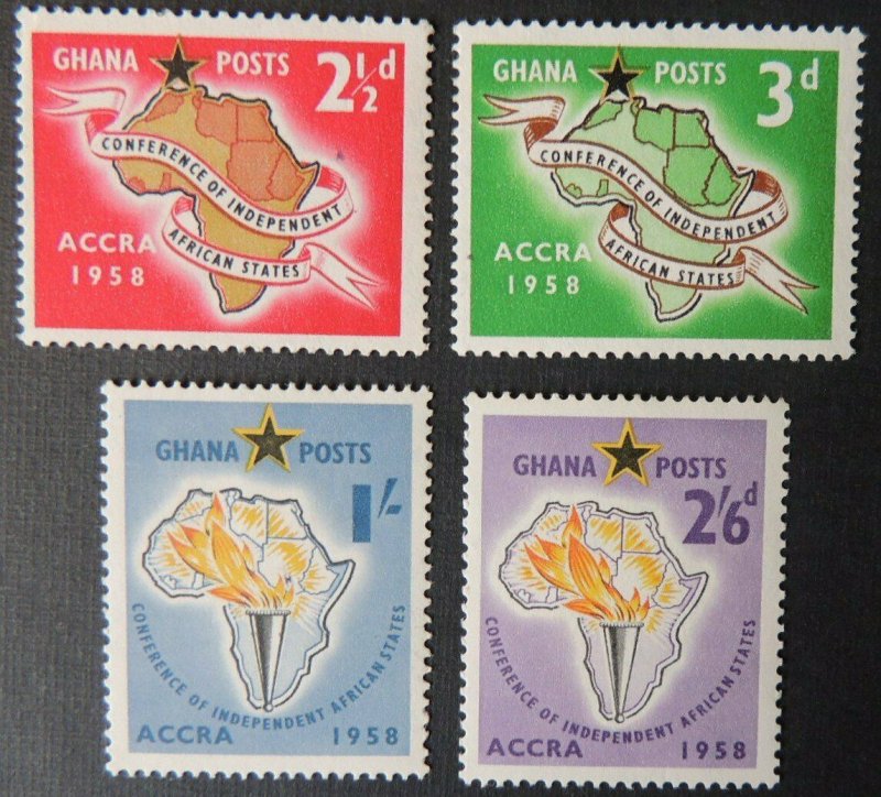 Ghana 1958 conference of independent african states maps torch MNH