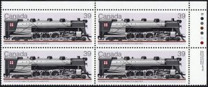 LOCOMOTIVE HISTORY (1925-1945) = Canada 1986 #1120 MNH UR Block of 4