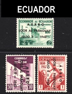 Ecuador Scott C108-10 complete set F to VF mint OG H.  FREE...