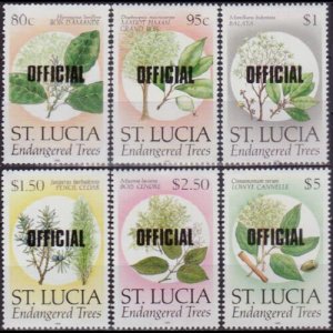 ST.LUCIA 1985 - Scott# O33-8 Endang.Trees Opt. 80c-$5 NH