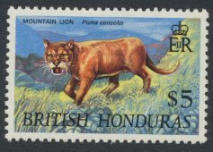 British Honduras SG 278 SC # 240 MLH  Wildlife   Puma   1969  see scans