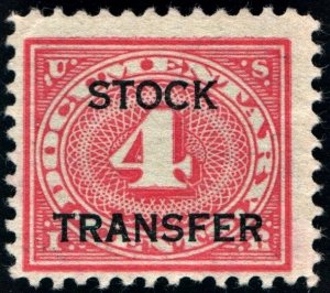 RD3 4¢ Stock Transfer Stamp: Double Transfer (1918) Used