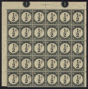 TRINIDAD 1885 POSTAGE DUE ½D PLATE 1 BLOCK MNH **