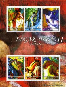 Congo RD 2004 EDGAR DEGAS Nudes Paintings Sheet Perforated Mint (NH